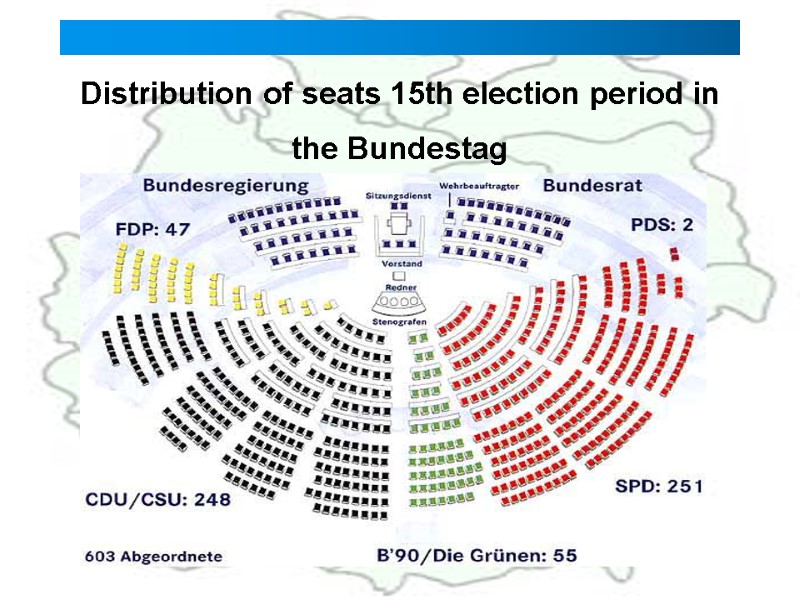 Distribution of seats 15th election period in the Bundestag